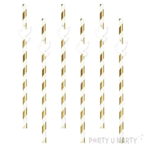 slomki papierowe golebica biala bialo zlote 19 5cm 6 szt