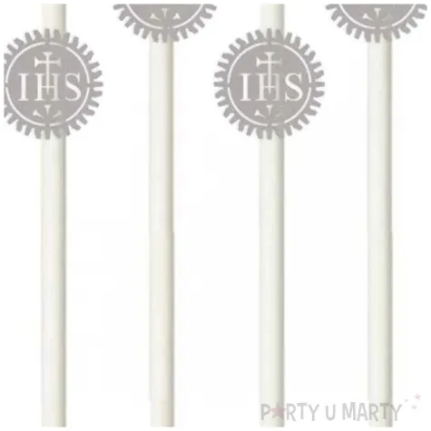 slomki papierowe hostia srebrna biale 19 5cm 6 szt