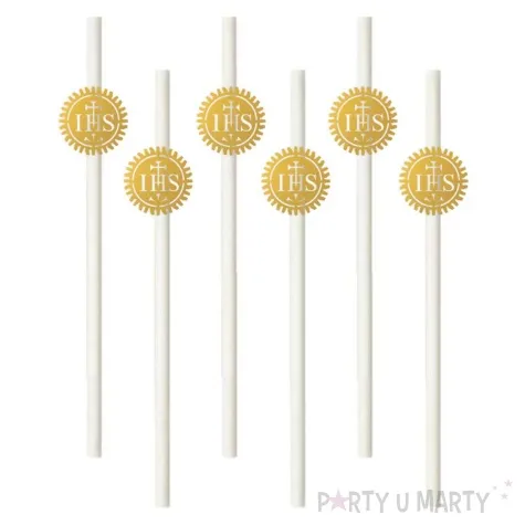 slomki papierowe hostia zlota biale 19 5cm 6 szt