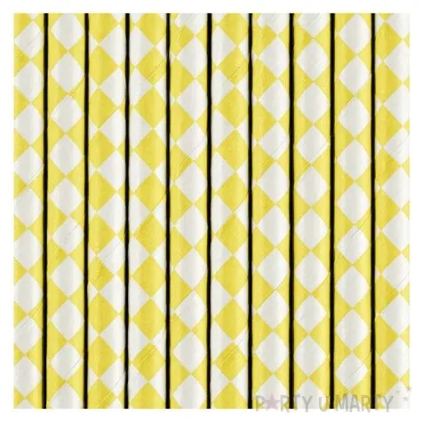 slomki papierowe karo zolte partydeco 19 5 cm 10 szt