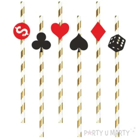 slomki papierowe kasyno czarna kostka bialo zlote 19 5cm 6 szt