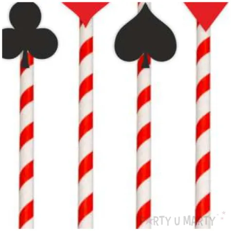 slomki papierowe kasyno srebrna kostka bialo czerwone 19 5cm 6 szt