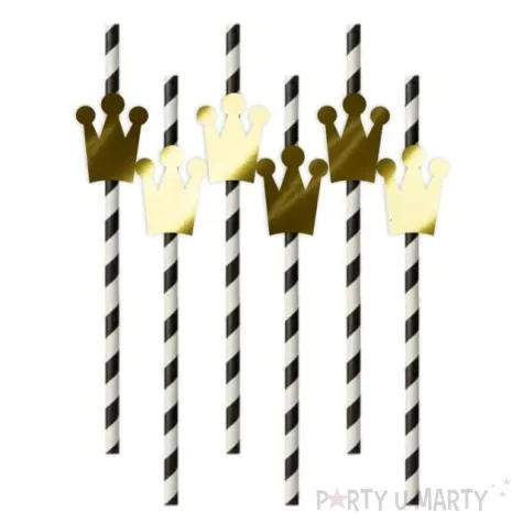 slomki papierowe korony zlote metalic w paski 19 5 cm 6 szt