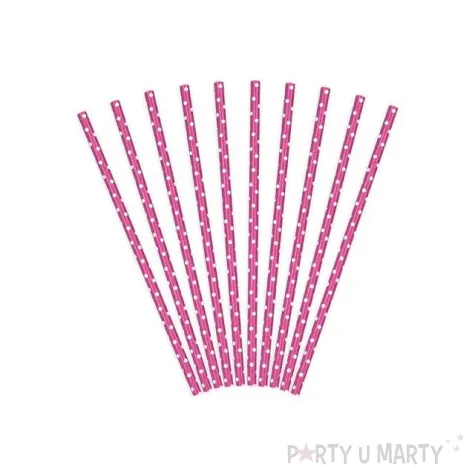 slomki papierowe kropki biale rozowe partydeco 20 cm 10 szt