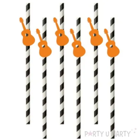 slomki papierowe meksykanskie gitary bialo czarne 19 5cm 6 szt