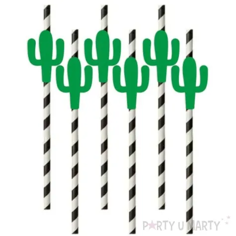slomki papierowe meksykanskie kaktusy bialo czarne 19 5cm 6 szt