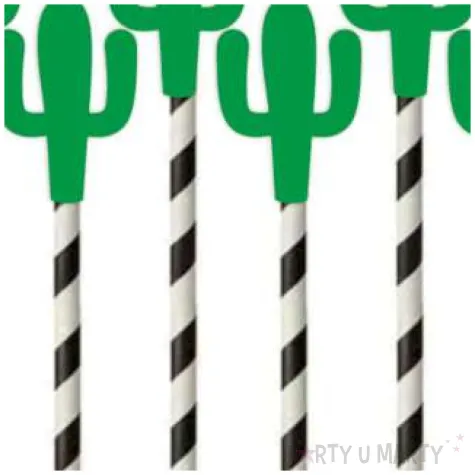 slomki papierowe meksykanskie kaktusy bialo czarne 19 5cm 6 szt