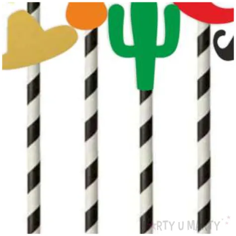 slomki papierowe meksykanskie party bialo czarne 19 5cm 6 szt