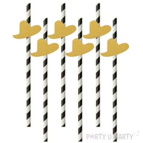 slomki papierowe meksykanskie sombrero bialo czarne 19 5cm 6 szt