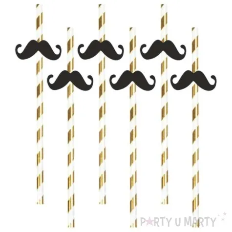 slomki papierowe meksykanskie wasy bialo zlote 19 5cm 6 szt