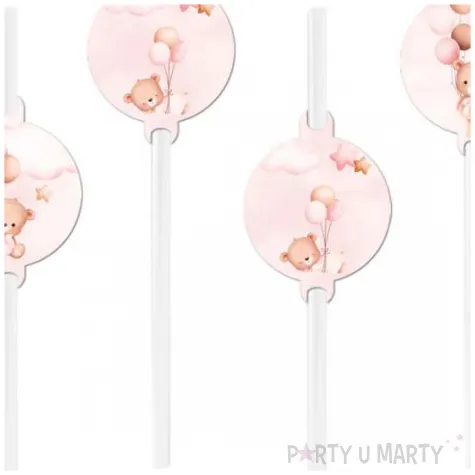 slomki papierowe misie z balonikami rozowy jasny congee 20 cm 6 szt