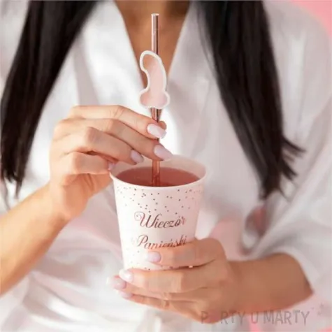 slomki papierowe peniski rozowe zlote partypal 19 7 cm 8 szt