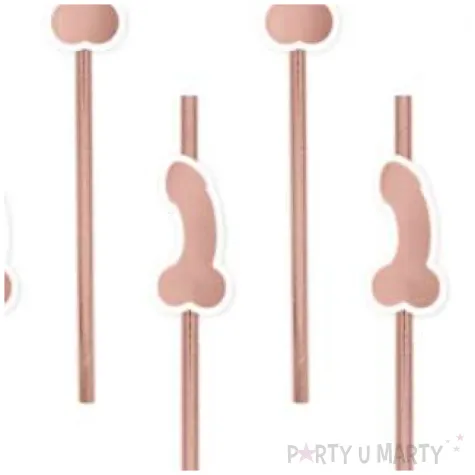 slomki papierowe peniski rozowe zlote partypal 19 7 cm 8 szt