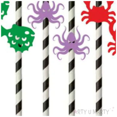 slomki papierowe pirackie z krabem i osmiornica bialo czarne 19 5cm 6 szt
