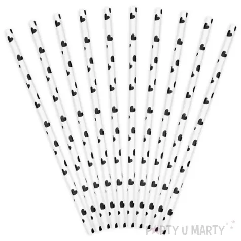 slomki papierowe serca biale czarne 10 szt