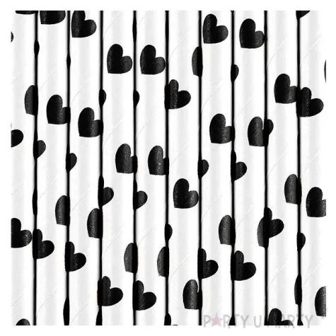 slomki papierowe serca biale czarne 10 szt