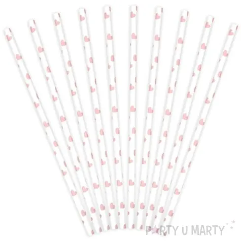 slomki papierowe serca rozowe biale partydeco 19 5 cm 10 szt
