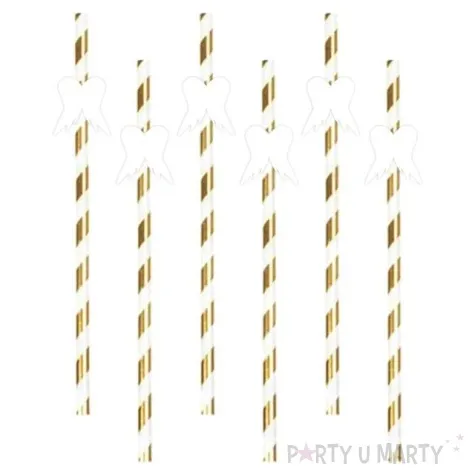 slomki papierowe skrzydla biale bialo zlote 19 5cm 6 szt