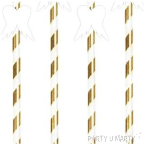 slomki papierowe skrzydla biale bialo zlote 19 5cm 6 szt