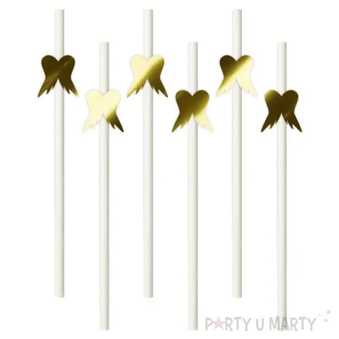 slomki papierowe skrzydla metalik biale 19 5 cm 6 szt