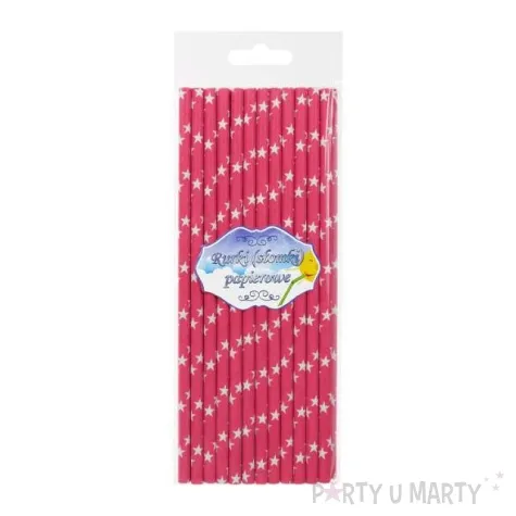 slomki papierowe w gwiazdki rozowe ciemne 20 cm 24 szt