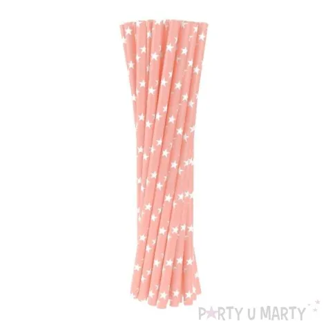 slomki papierowe w gwiazdki rozowe jasne 20 cm 24 szt