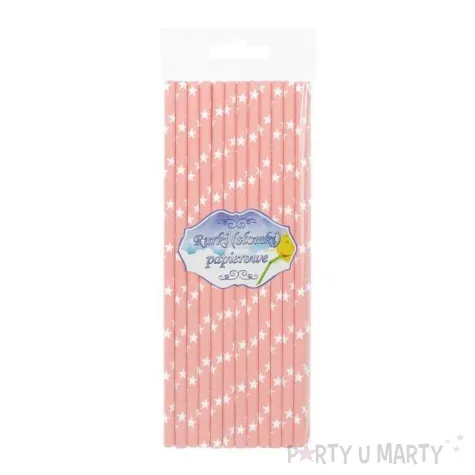 slomki papierowe w gwiazdki rozowe jasne 20 cm 24 szt