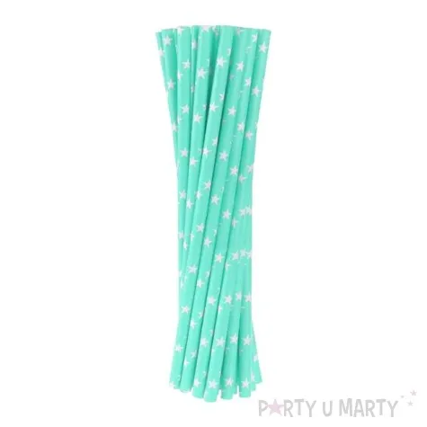 slomki papierowe w gwiazdki turkusowe 20 cm 24 szt