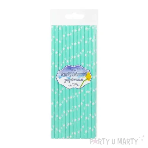 slomki papierowe w gwiazdki turkusowe 20 cm 24 szt
