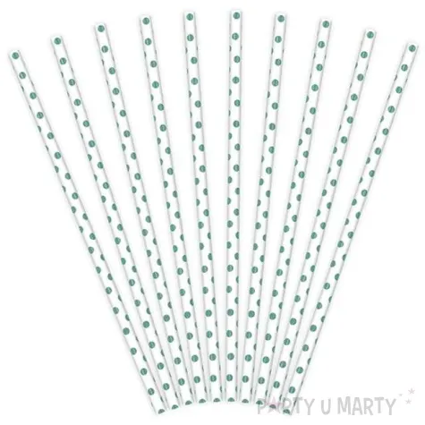 slomki papierowe w kropki biale tiffany blue 19 5 cm 10 szt