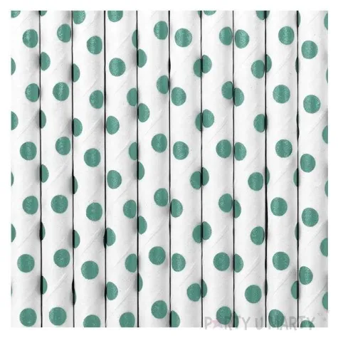 slomki papierowe w kropki biale tiffany blue 19 5 cm 10 szt