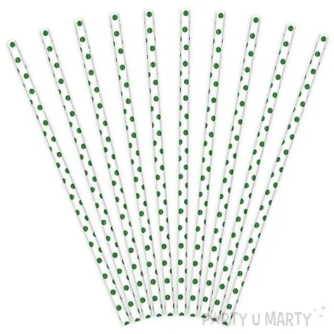 slomki papierowe w kropki biale zielone 19 5 cm 10 szt