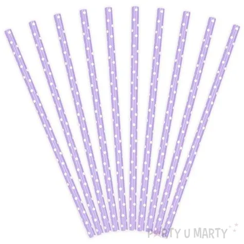 slomki papierowe w kropki liliowe biale 19 5 cm 10 szt