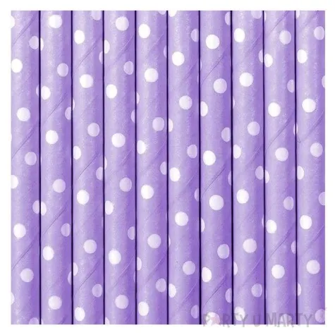slomki papierowe w kropki liliowe biale 19 5 cm 10 szt