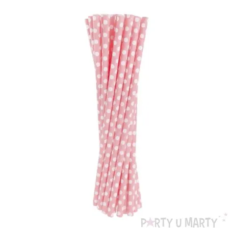 slomki papierowe w kropki rozowe biale 19 7 cm 24 szt