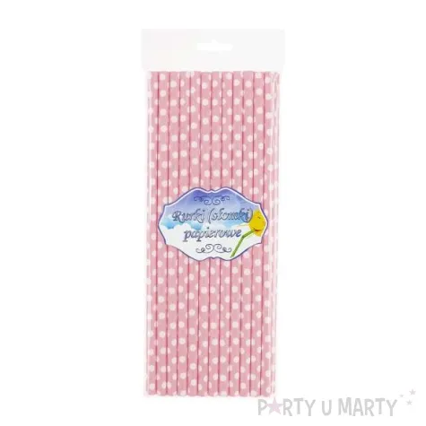slomki papierowe w kropki rozowe biale 19 7 cm 24 szt