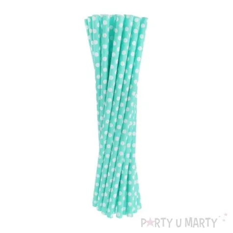 slomki papierowe w kropki turkusowe biale 19 7 cm 24 szt