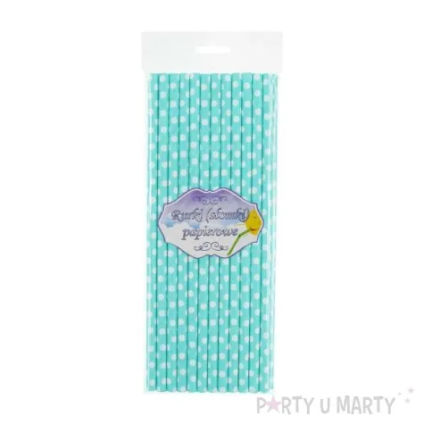 slomki papierowe w kropki turkusowe biale 19 7 cm 24 szt