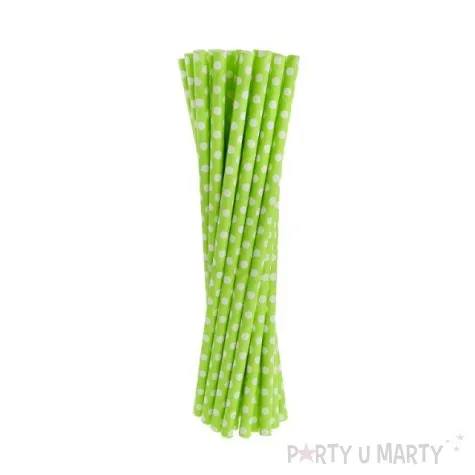 slomki papierowe w kropki zielone biale 19 5 cm 24 szt