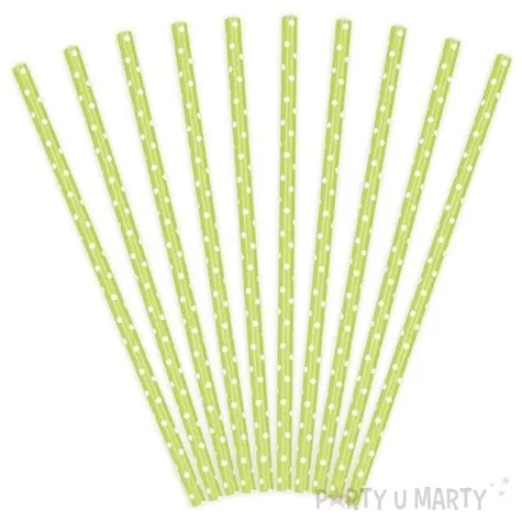 slomki papierowe w kropki zielone jab biale 19 5 cm 10 szt