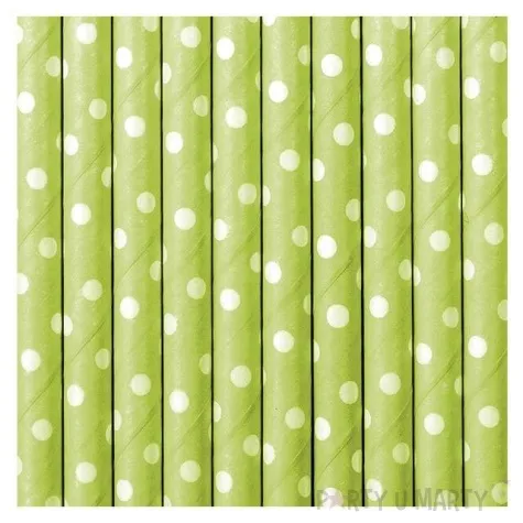 slomki papierowe w kropki zielone jab biale 19 5 cm 10 szt