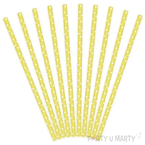 slomki papierowe w kropki zolte biale 19 5 cm 10 szt