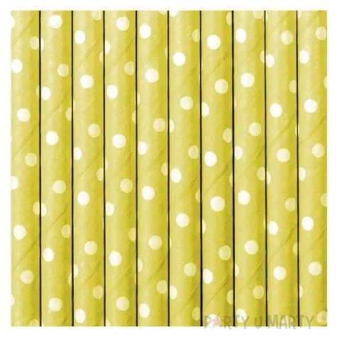 slomki papierowe w kropki zolte biale 19 5 cm 10 szt