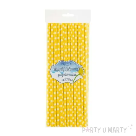 slomki papierowe w kropki zolte biale 19 7 cm 24 szt