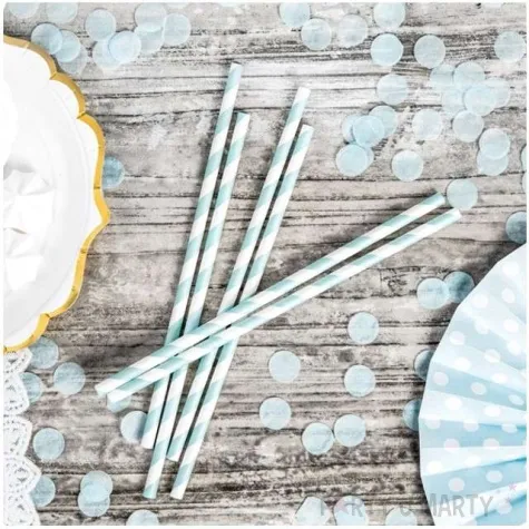 slomki papierowe w paski niebieskie jasne 19 5 cm 10 szt