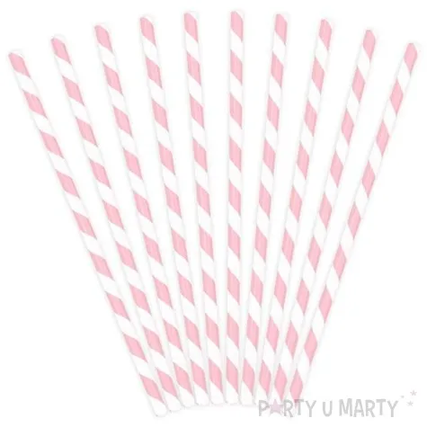 slomki papierowe w paski rozowe jasne 19 5 cm 10 szt