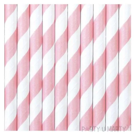 slomki papierowe w paski rozowe jasne 19 5 cm 10 szt