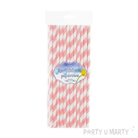 slomki papierowe w paski rozowe jasne 19 7 cm 24 szt