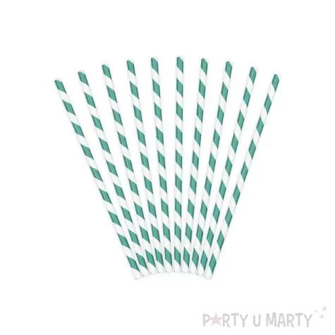 slomki papierowe w paski turkusowe 19 5 cm 10 szt