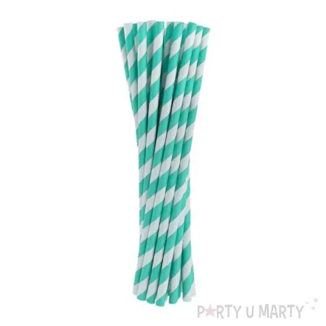 slomki papierowe w paski turkusowe 19 7 cm 24 szt